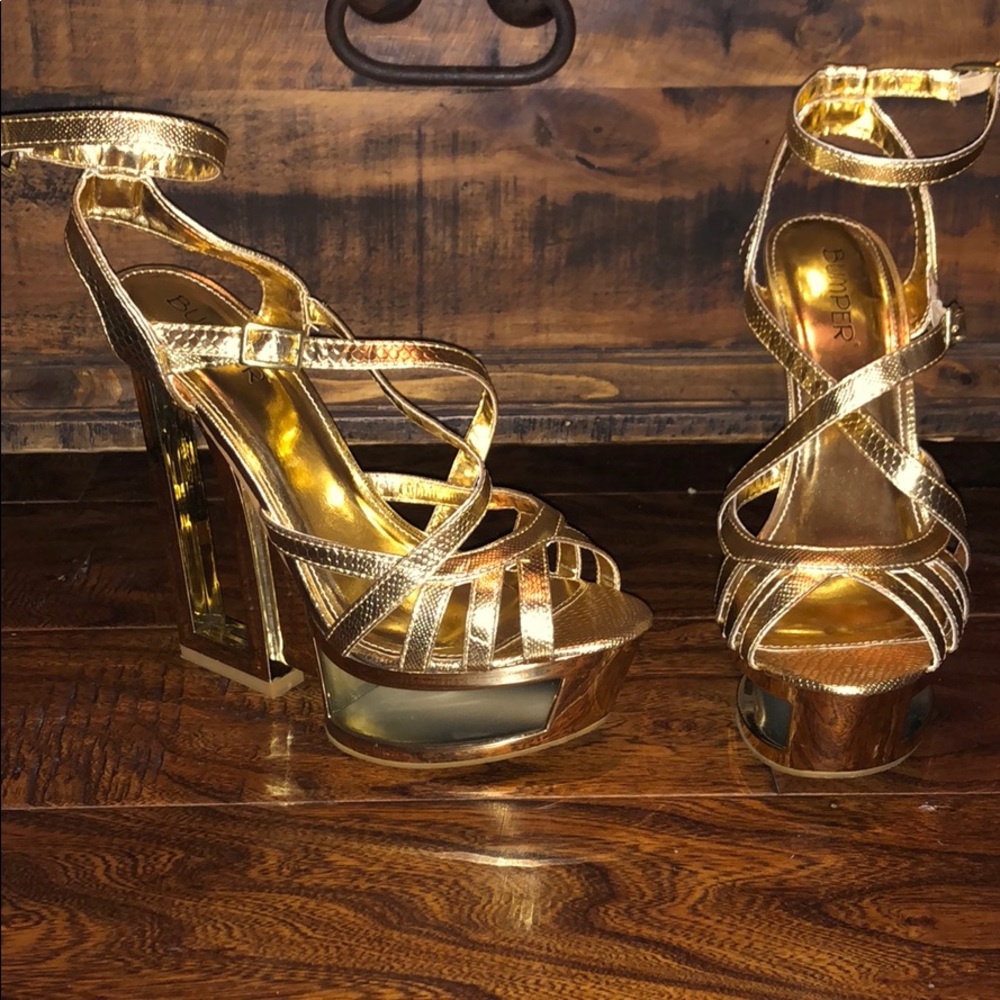 Gold platform heels size 9